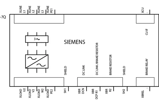 Подключение силового модуля преобразователя частоты Sinamics G120 3 фазы 380В АС