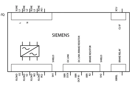 Подключение силового модуля преобразователя частоты Sinamics G120 1 фаза 230В АС