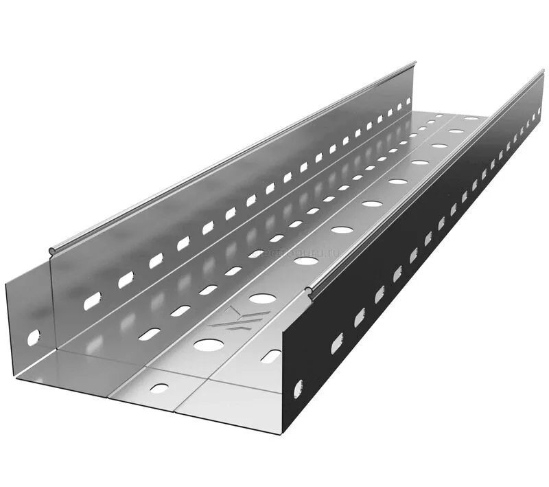 Лоток перфорированный оцинкованный с высотой бортов 70мм, Лидер