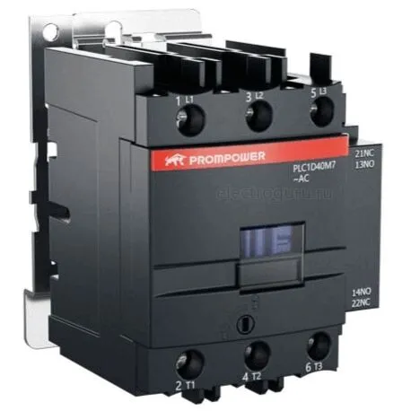Контактор 220В, 40А, 1НО+1НЗ, PLC1D40M7, Prompower