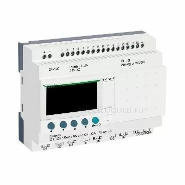 Модульный контроллер Zelio Logic, с дисплеем, Uпит=24VDC, 16 DI(6AI)/10 DO