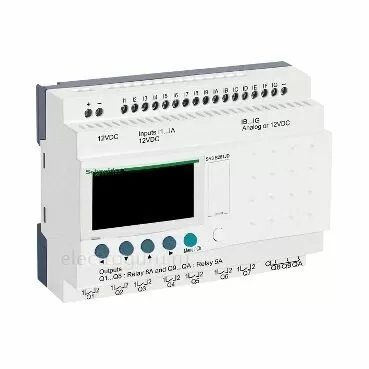 Модульный контроллер Zelio Logic, с дисплеем, Uпит=12VDC