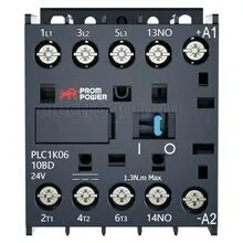 Миниконтактор 24В, 6А, 1НО, PLP1K0610BD, Prompower