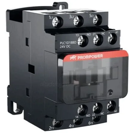 Контактор 24В, 18А, 1НО+1НЗ, PLC1D18BD, Prompower