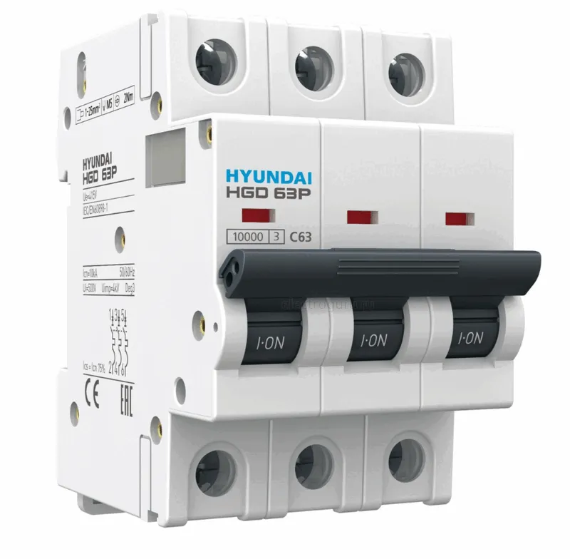 Автоматический выключатель HGD63Р трехполюсный, Hyundai Electric