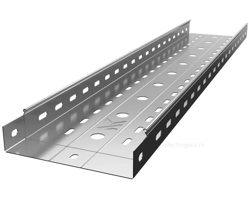 Лоток перфорированный оцинкованный с высотой бортов 60мм, Лидер