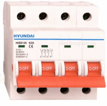 Рубильник модульный четырехполюсный, Hyundai Electric