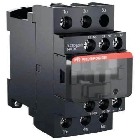Контактор 24В, 32А, 1НО+1НЗ, PLC1D32BD, Prompower