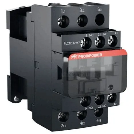 Контактор 220В, 32А, 1НО+1НЗ, PLC1D32M7, Prompower