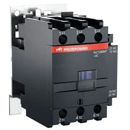 Контактор 220В, 80А, 1НО+1НЗ, PLC1D80M7, Prompower