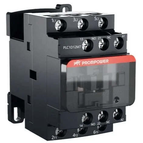 Контактор 220В, 12А, 1НО+1НЗ, PLC1D12M7, Prompower