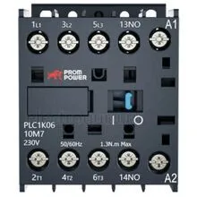 Миниконтактор 220В, 6А, 1НО, PLC1K0610M7, Prompower