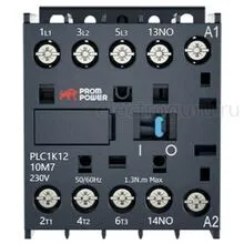 Миниконтактор 220В, 12А, 1НО, PLC1K1210M7, Prompower