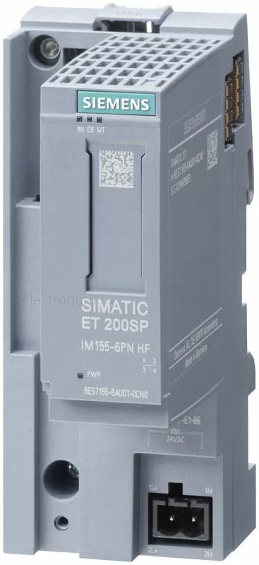 SIMATIC ET 200SP, интерфейсный модуль IM155-6PN High Speed для сети  PROFInet, макс. модулей периферии, 0,125 мс изохронный режим, множественная  горячая замена, серверный модуль в комплекте, SIEMENS, 6ES71556AU000DN0  купить в ЭлектроГуру
