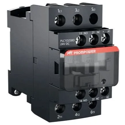 Контактор 24В, 25А, 1НО+1НЗ, PLC1D25BD, Prompower