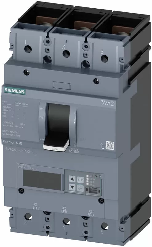 Автоматический выключатель 3VA24, ETU850 LSI, с дисплеем