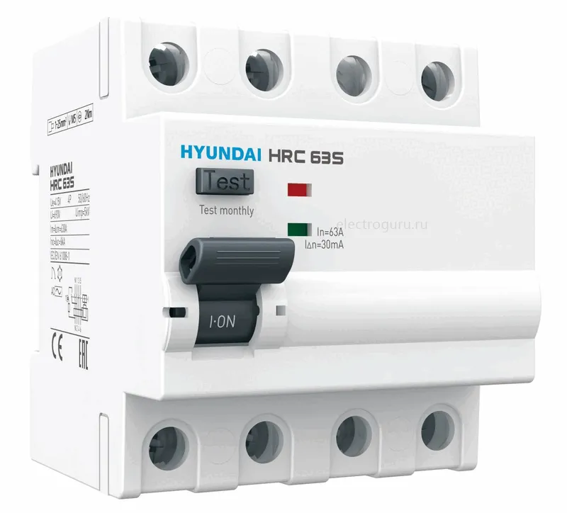 УЗО HRC63S трехфазное, Hyundai Electric