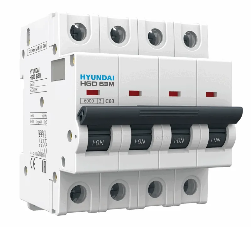 Автоматический выключатель HGD63M четырёхполюсный, Hyundai Electric