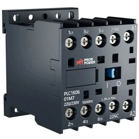 Миниконтактор 220В, 6А, 1НЗ, PLC1K0601M7, Prompower