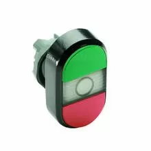Корпус кнопки двойной MPD1-11С зеленая и красная, прозрачная линза без текста