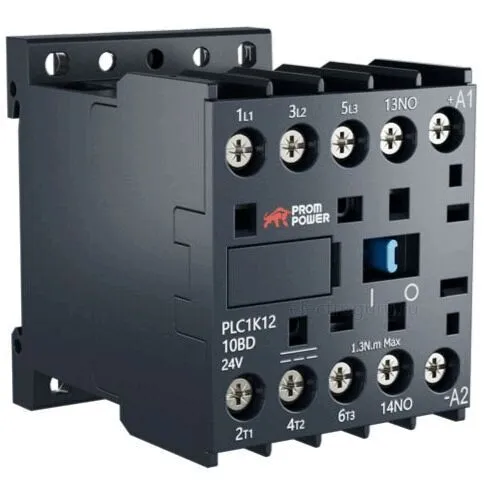 Миниконтактор 24В, 12А, 1НО, PLP1K1210BD, Prompower