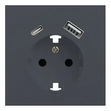 Лицевая панель розетки с заземлением и с USB портами, Rikett