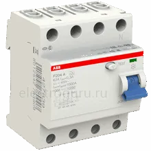 УЗО 63А, 300мА, тип A, ABB F204, 2CSF204101R3630