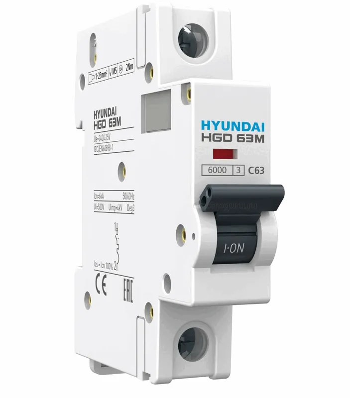 Автоматический выключатель HGD63M однополюсный, Hyundai Electric